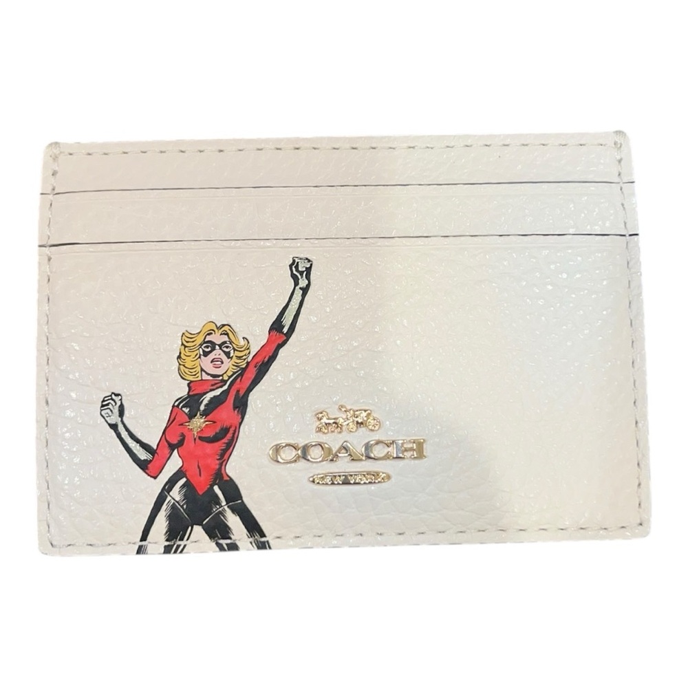 Coach x Marvel Captain Marvel Card Case – White Leather